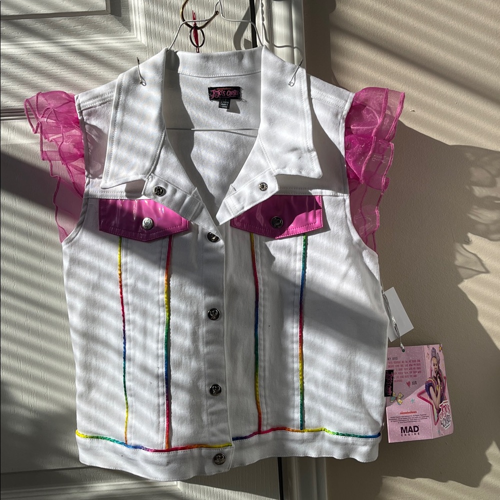 JoJo Siwa White and Pink Jean Jacket for Kids
